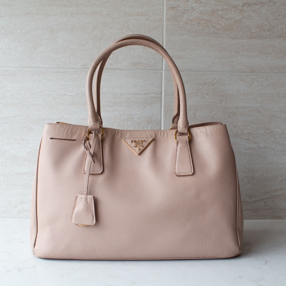 Prada Saffiano Lux Leather Tote Nude Pink small